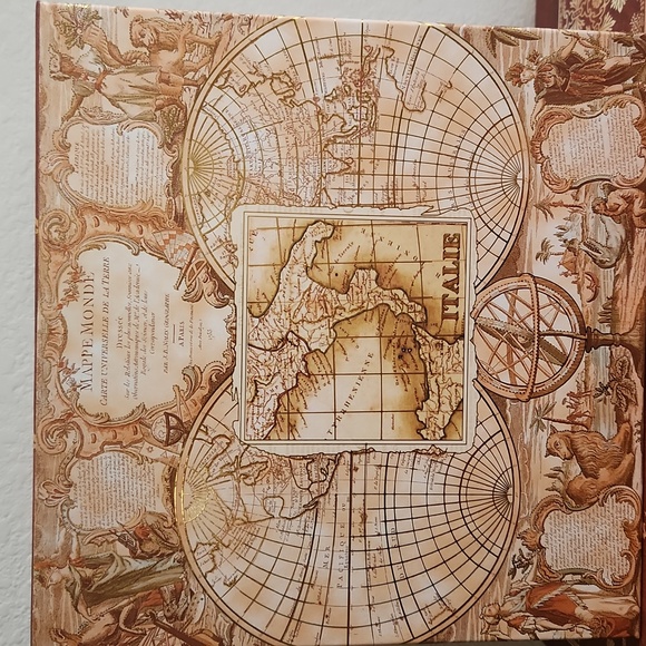 Set 2 Nesting Stackable Decorative Storage Box  Old World Map Design New - Picture 3 of 13